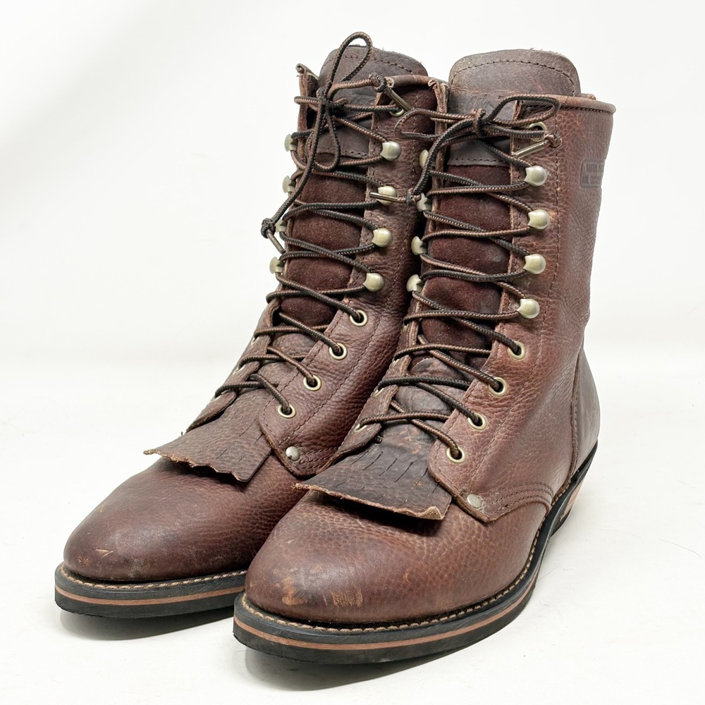 Ad-Tec 1173 Mens Size 9.5 Wide Brown Oil Tanned Leather Kiltie Logger Boots - Picture 14 of 14